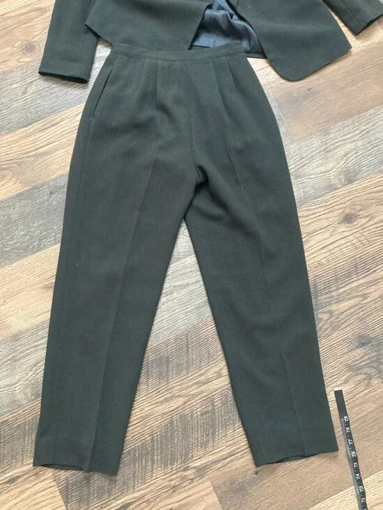 Kasper Dark Green Striped Blazer Pants Lined Polyester Suit Size 8P Women’s - Picture 7 of 11